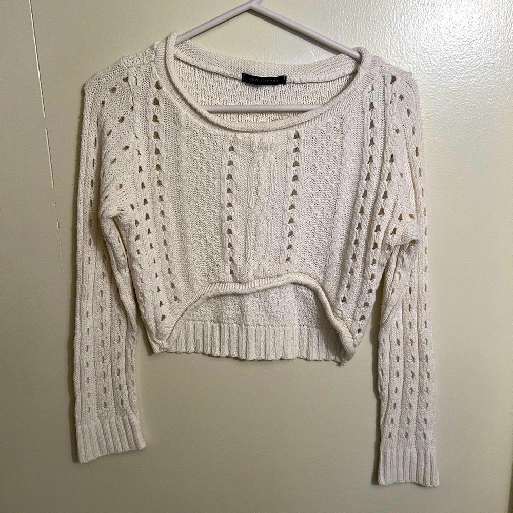 White cropped sweater
